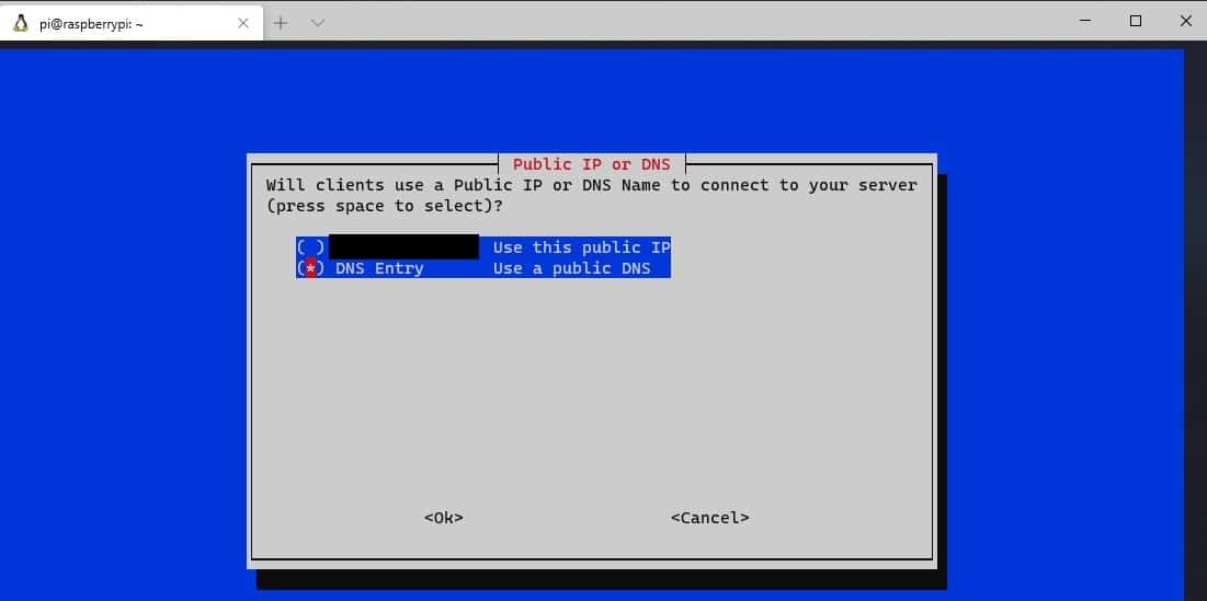 ovpn_rpi6 Et skærmbillede af en computerskærm med en blå skærm forårsaget af openvpn.