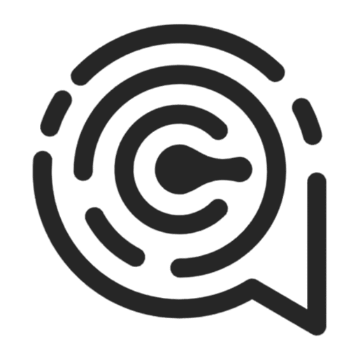 logo-forsiden Et sort og hvidt abstrakt cirkulært logo med et chatbobledesign med koncentriske linjer, der inkarnerer den innovative essens af futurenode.net.