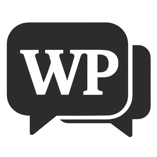 Sort talebobleikon med de hvide bogstaver “WP” i midten, der repræsenterer en WordPress-relateret chat- eller beskedfunktion til futurenode.net. Sort talebobleikon med de hvide bogstaver "WP" i midten, der repræsenterer en WordPress-relateret chat- eller beskedfunktion til futurenode.net.
